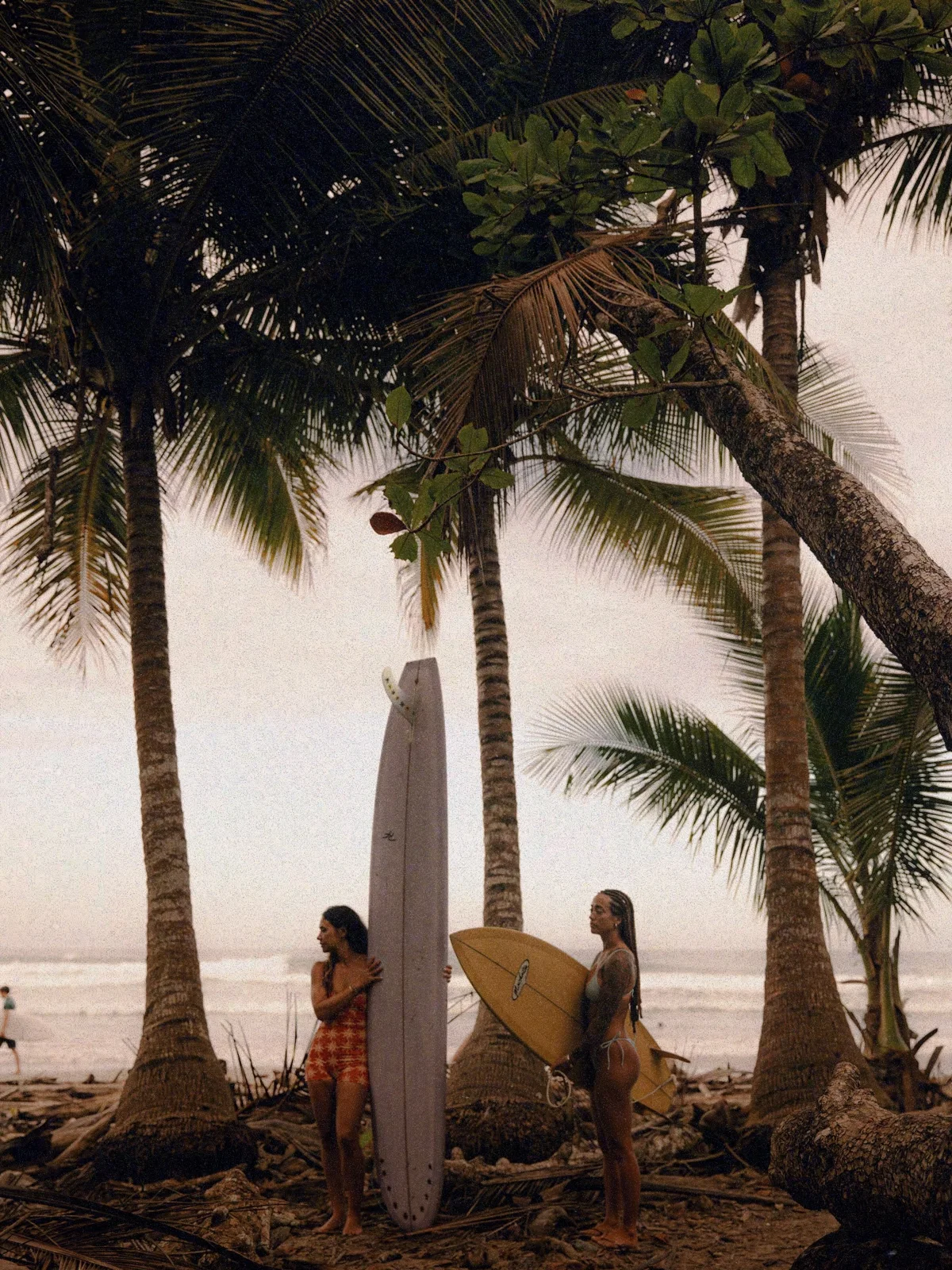 Palmeras y surfistas en la playa, del Instagram de Mantarraya